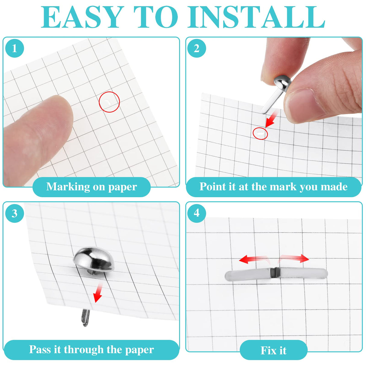 Hotop 500 Pcs Paper Brass Fasteners Brass Brads Round Fasteners for Craft Art Crafting School DIY Supplies(0.3 x 0.8 Inch,Silver) Hotop