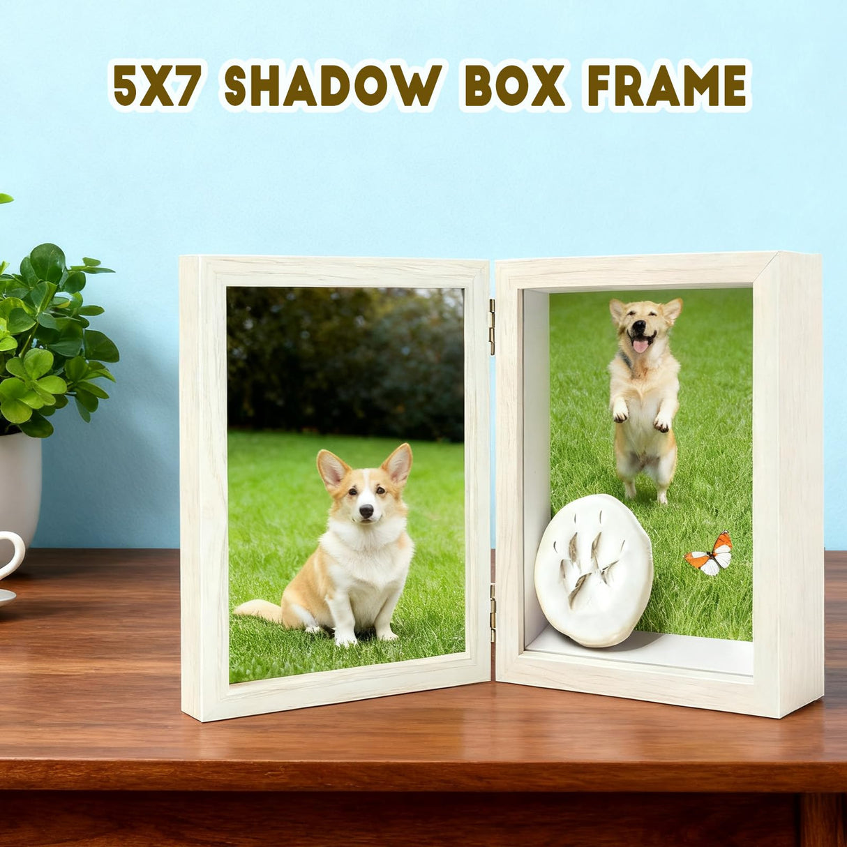 5x7 Pets Memorial Shadow Box Frame Dogs Memorial Picture Frame for Pets Paw Print Display Keepsake, Pet Memorial Keepsake Frames for Cats Dogs Pawprints, Memorial Sympathy Gifts for Loss of Dog Cat Aosemili