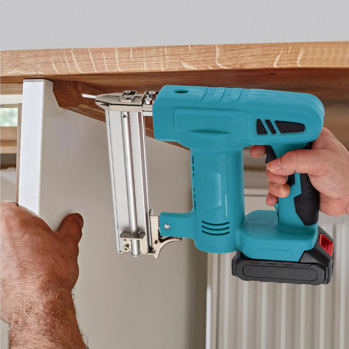 2-in-1 Nail Gun, Nail Gun with 20V 1.5Ah Battery & Charger, Electric Nail Gun with 1000Pcs Staples and Nails, for Home Improvement & Woodworking (Blue) TFCFL