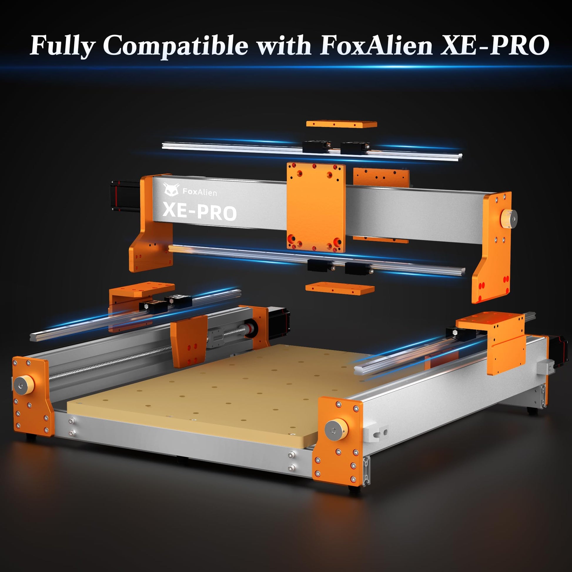 FoxAlien X & Y axis Linear Rails Upgrade Kit for XE-PRO CNC Router Machine - WoodArtSupply