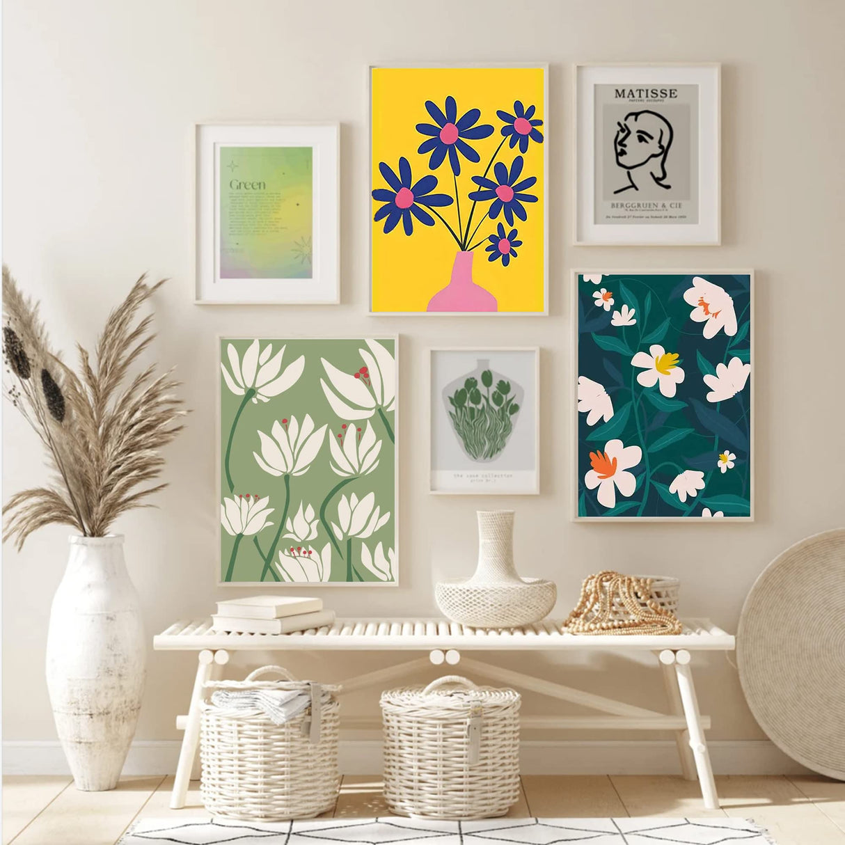 cupmod 6 Pack Paint by Numbers for Kids and Adults- DIY Acrylic Painting Kits on Canvas Without Frame, Simple Flower Oil Painting for Home Wall Decor 12x16inch cupmod