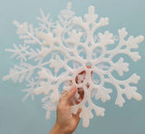 6pcs Large White Snowflakes Ornaments 12” Big Plastic Glitter Snowflake for Winter Indoor Outdoor Christmas Tree Window Room Decorations Giant Craft Snowflakes kockuu