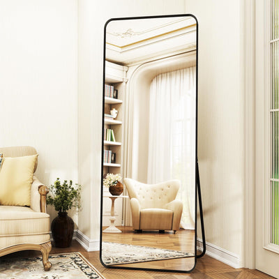 XRAMFY Full Length Mirror 23"x66", Large Floor Mirror with Rectangle Rounded Corners, Gold Aluminum Alloy Frame, Wall Mirror for Full Body, Mirrors for Wall, Standing Mirror