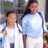 Hanes Girls Ecosmart Crewneck Sweatshirt, Soft Midweight Fleece For Pullover Sweater, White, Medium US Hanes