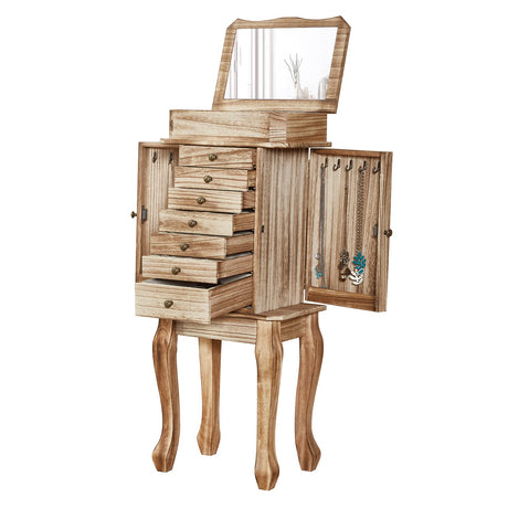 Emfogo Standing Jewelry Armoire, 7 Drawers & 2 Side Doors Jewelry Amoire Cabinet Standing with Top Flip Makeup Mirror, Jewelry Chest Jewelry Boxes Emfogo