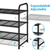Simple Trending 3 Tier Stackable Shoe Rack, Expandable Adjustable Shoe Shelf Storage Organizer, Wire Grid, Black Simple Trending