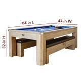 Hathaway Newport 7-ft Pool Table Combo Set with Benches - Rustic Grey with Blue Felt Hathaway