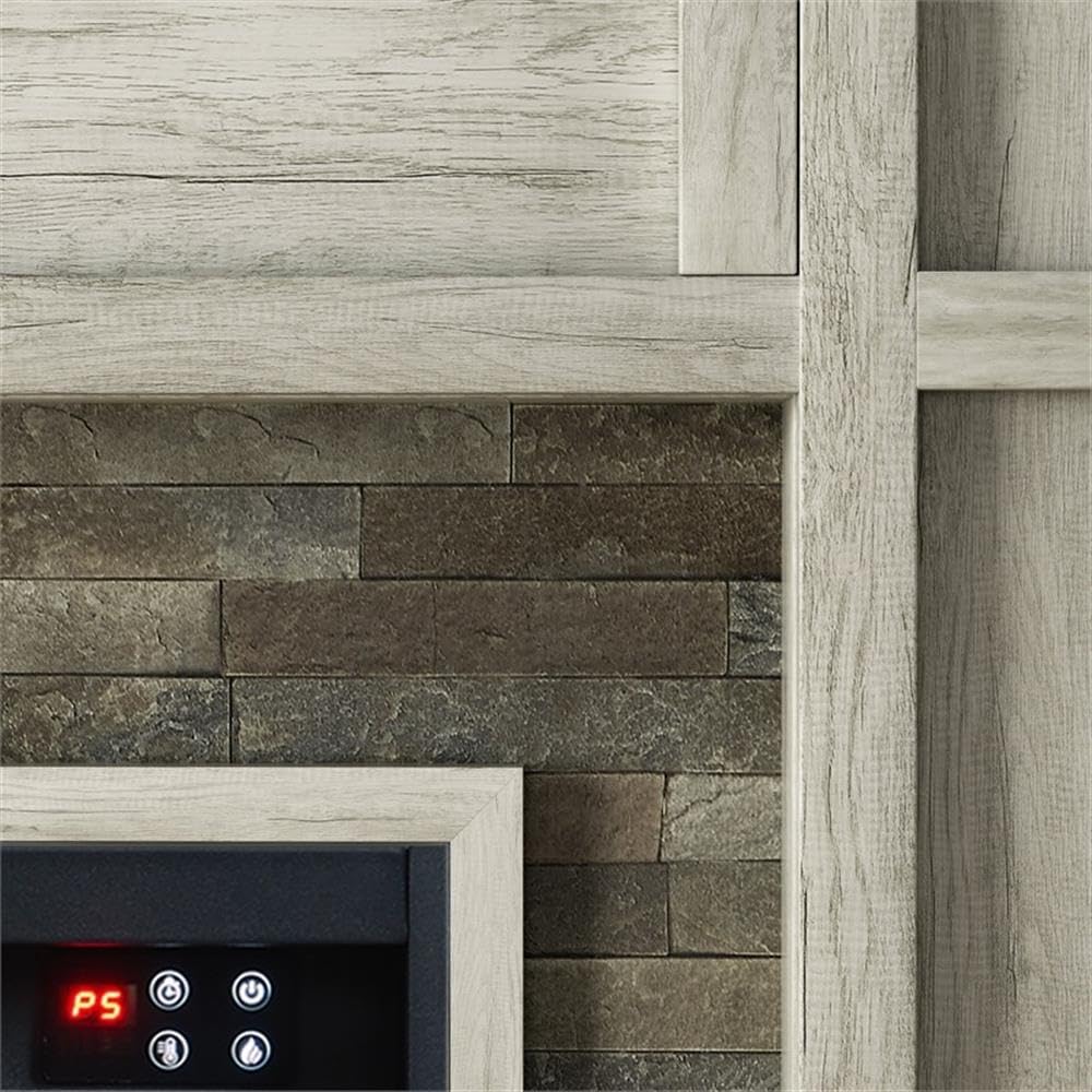 LIVILAND 48" Electric Fireplace with Realistic Flame Effect - Gray LIVILAND