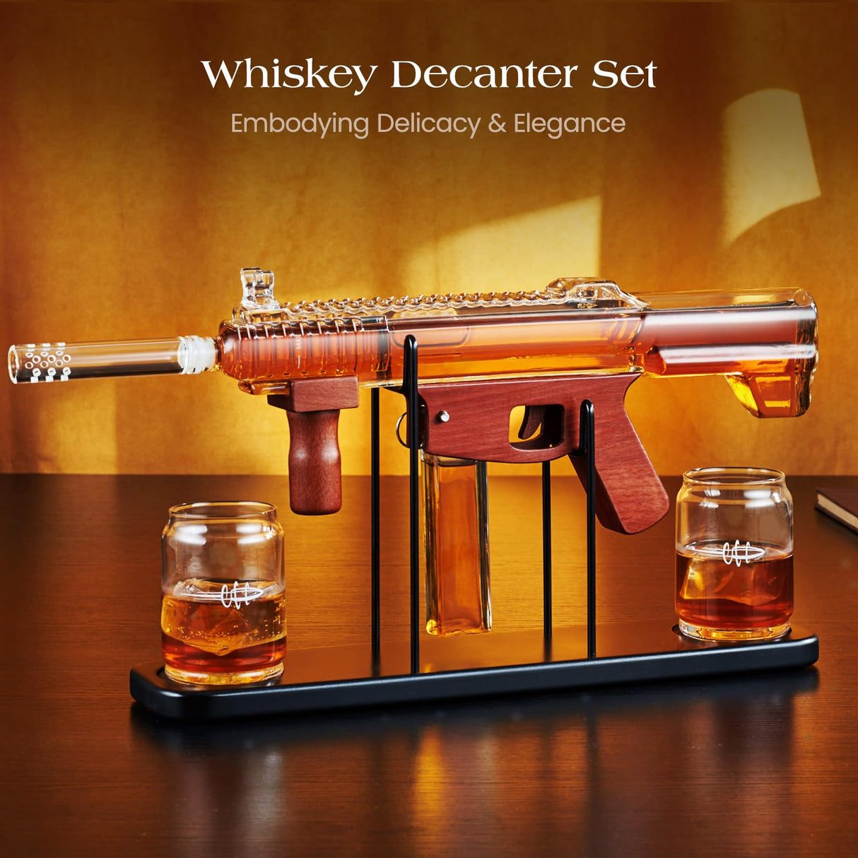 Gifts for Men Dad, Kollea Gun Whiskey Decanter Set-Limited Edition, Liquor Decanter with Bullet Shot Glass, Cool Anniversary Birthday Gift for Him Husband, Military Present for Home Bar Drinking Kollea