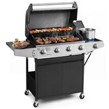 Lyromix Large Propane Grill with 4-Burners and Side Burner, Outdoor Gas BBQ Grill with Porcelain-Enameled Cast Iron Grates, 517 SQ.in. Cooking Area, 49200 BTU Lyromix
