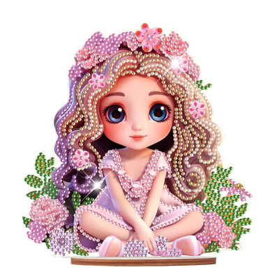Pretty Princess Girl Pattern Table Top Diamond Painting Ornament Kits, DIY Special Shape Beads 5D Diamond Art Christmas Home Office Desktop Decorations Ornaments