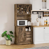 Lomojo Kitchen Storage Cabinet,71" Pantry Cabinet,Coffee Hunth Freestanding Cabinet,Farmhouse Tall Kitchen Cabinet Organizers and Storage with Doors & Adjustable Shelves Rustic Brown Lomojo