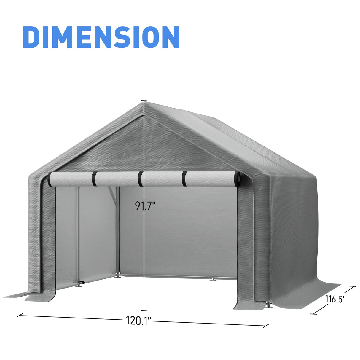 WTRAVEL 10x10 ft Outdoor Storage Shelter with Zipper Door, Portable Garages Shelters, Waterproof and UV Resistant Carport Shed for Bicycle, Motorcycle ATV, Lawn Mowers (10x10 FT) WTRAVEL