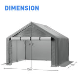 WTRAVEL 10x10 ft Outdoor Storage Shelter with Zipper Door, Portable Garages Shelters, Waterproof and UV Resistant Carport Shed for Bicycle, Motorcycle ATV, Lawn Mowers (10x10 FT) WTRAVEL