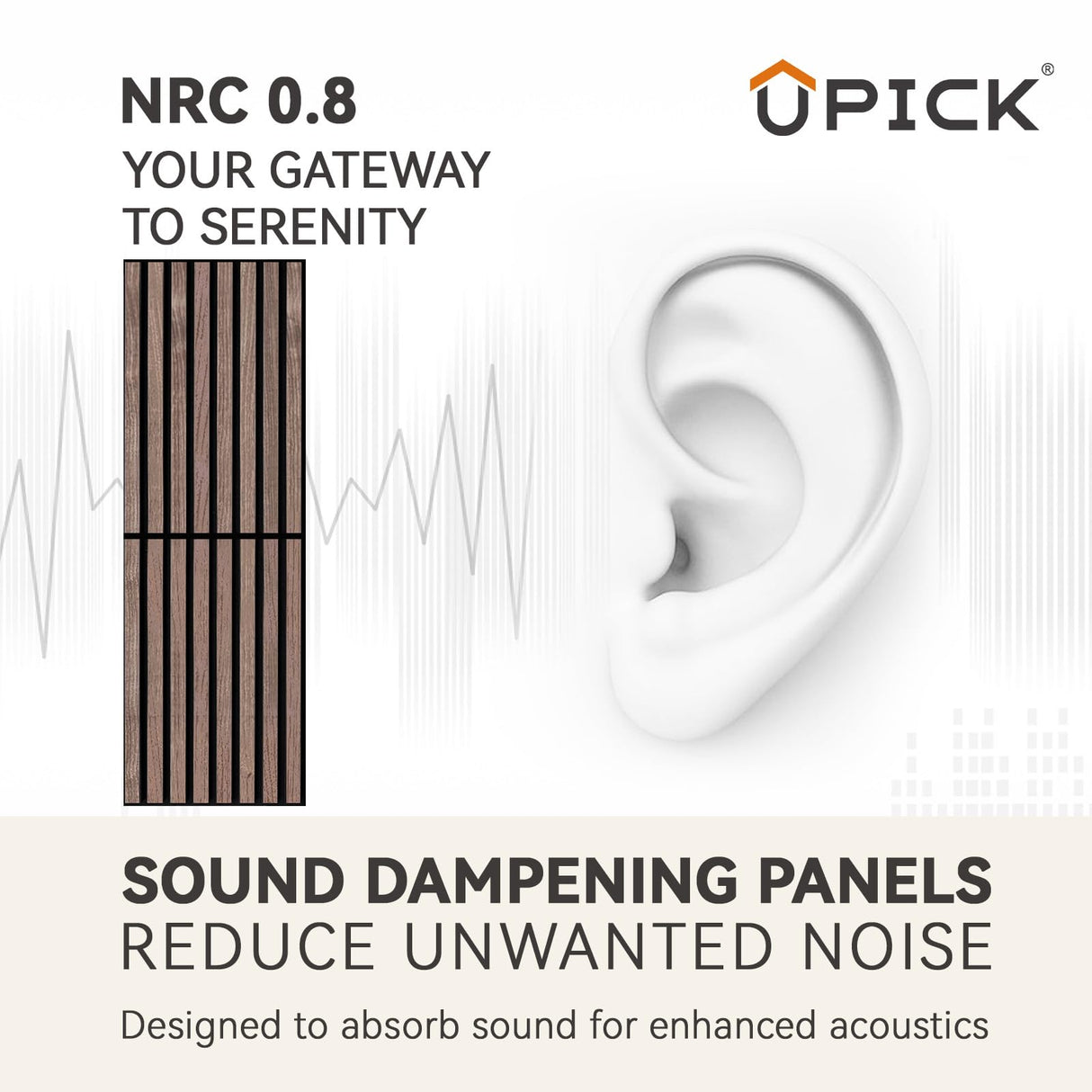 Upick Foldable Acoustic Wall Panels, 4 Pack 48" x 12.6" MDF Slat Wood Panels for Wall, Sound Absorbing Wall Panels for Interior Wall Decor, Walnut Upick