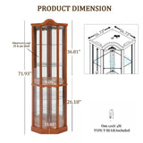 Curio Cabinet,Curio Cabinets with Glass Doors,Corner Curio Cabinet,Glass Display Cabinet with LED Lights,Adjustable Shelves,3-Side Glass Curio Cabinet,Glass Display Cabinet with 6 Shelves(Oak) XUWANSHANG