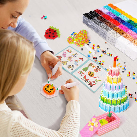 Meland Fuse Beads Kit - 11,000 pcs 36 Color Beads for Craft for Girls Age 5-12 Year Old,5MM Melty Beads Set Including 5 Pegboards, Ironing Paper & Chain Accessories Iron Beads Christmas Birthday Gift Meland