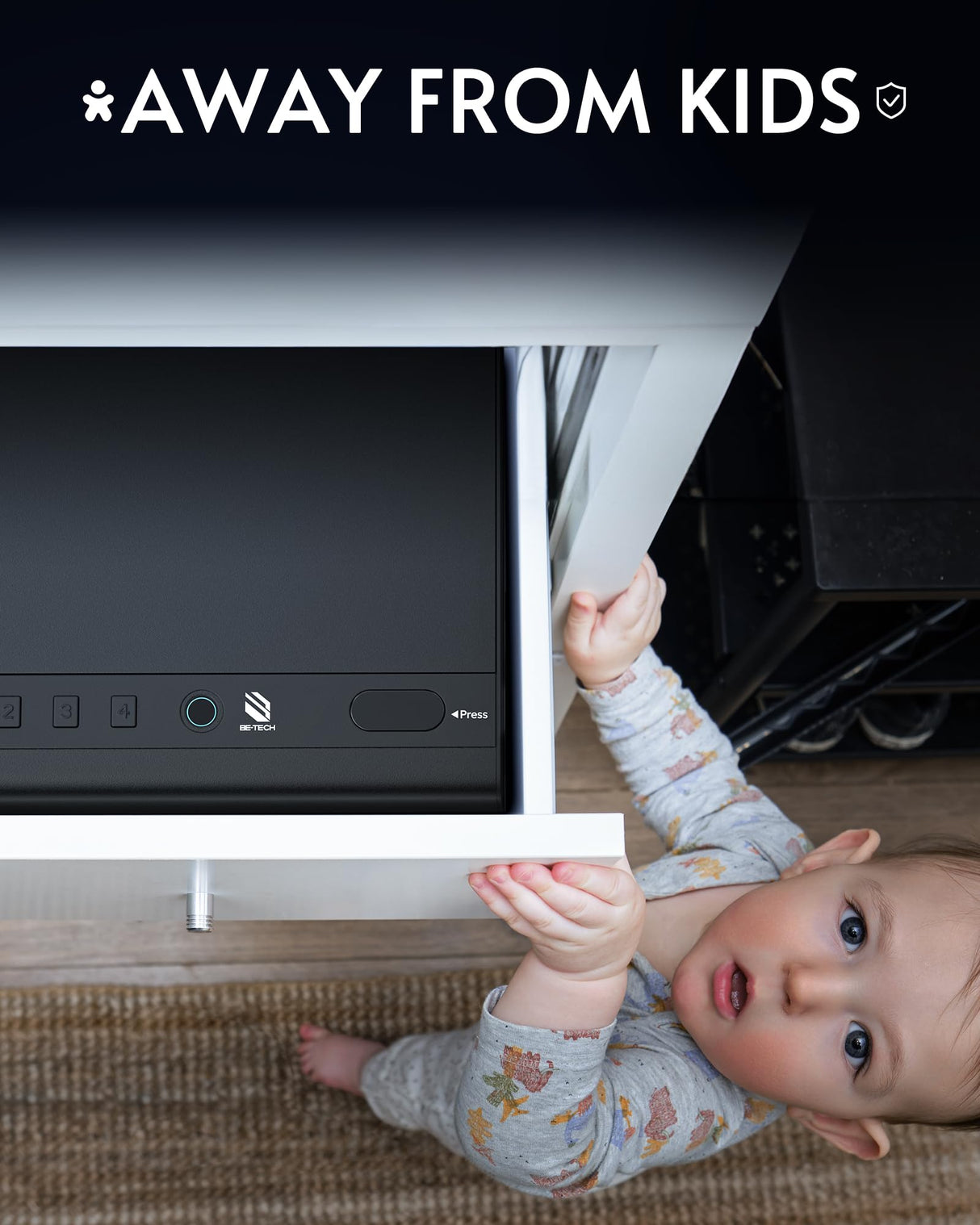 BE-TECH Gun Safe for Handgun, Large Capacity Biometric Pistol Safe with 99.9% Accuracy Fingerprint Quick Access - Ideal for Nightstand, Car, Bedside, Wall BE-TECH