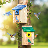 Cedar Alpha 2pc Bluebird Houses Nesting Box - XL Size 13" Heavy Duty Birdhouses for Outside - Wall Tree Pole Mountable - 1.5” Hole 13/16" Thickness - Large Inside Space - Tree Tie Bending Updated CEDAR ALPHA