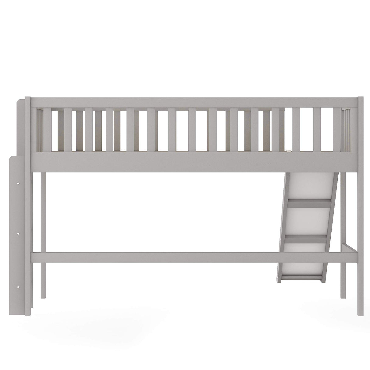 Bellemave Twin Size Loft Bed for Kids,Low Loft Bed with Slide and Ladder,Wood Loft Bed Twin for Girls Boys,Grey Bellemave