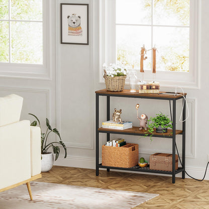 Snughome Console Table with Power Outlets, Entryway Table with Storage, Narrow Sofa Table with 3 Tier Shelves, Couch Table with USB Ports, Hallway Table for Living Room, Entrance - WoodArtSupply