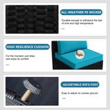 OUGMMGOU 5 Piece Patio Furniture Set, All-Weather PE Rattan Wicker Outdoor Sectional Furniture with Tempered Glass Table, Outdoor Couch Set OUGMMGOU