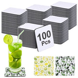 Homaisson 100 Pcs Sublimation Blank Cup Coasters Bulk, 4 x 4 Inches Square Blank Cup Mats Sublimation Transfer Heat Press Printing Coaster for DIY Crafts Homaisson