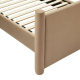 Modway Rael King Platform Bed Frame with Upholstered Headboard and Footboard in Taupe – Stain-Resistant Performance Velvet King Size Bed with Rounded Posts Modway