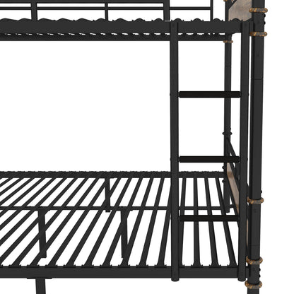 Queen Over Queen Bunk Bed, Heavy Duty Metal Queen Bed Frame,Industrial Detachable Bunkbeds with Safety Guard Rails and Full-Length Guardrails,Noise Free for School, Bedroom (Queen)