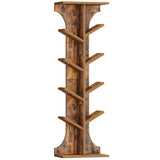 Hzuaneri Tree Bookshelf, 11 Tier Narrow Bookcase, Display Shelf, Book Organizer, Small Floor Standing Book Shelf for Bedroom, Living Room, Home Office, Rustic Brown BC01601X Hzuaneri