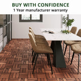 BEEFURNI Acacia Interlocking Deck Tiles (12x12 Pack 10), Acacia Wood Deck Tiles Interlocking Outdoor, Indoor Flooring Mats for Balcony Decor,Patio, Backyard, 1-Year Manufacturer Warranty (Dark Brown) BEEFURNI
