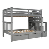 Harper & Bright Designs Full Over Full Bunk Bed with 6 Storage Drawers, Wooden Full Bunk Beds with Stairway and Shelves, Detachable for Kids, Teens, Adults Boys & Girls (New, Gray) Harper & Bright Designs