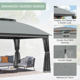 EROMMY 10 x 13 Patio Gazebo, Outdoor Waterproof Gazebo with Mosquito Netting, Sturdy Metal Canopy Gazebos with Double Air Roofs, Outdoor Tent for Backyard/Deck, Gray EROMMY
