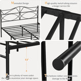 VECELO Queen Size Bed Frame, Metal Bed Platform with Headboard, Sturdy Steel Slats Support, No Box Spring Needed/Noise-Free,Easy Assembly, Black VECELO