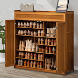 walkclpck Shoe Cabinet with 2 Flip Drawers, 7 Tier Shoe Storage with Adjustable Shelves, Bamboo Freestanding Shoe Rack Shoe Organizer for Entryway, Foyer, Hallway, Bedroom walkclpck