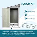 LINKHOO 4 x 10 FT Metal Outdoor Storage Shed with Windows and Foundation, Lean to Storage Sheds w/Lockable Door & Air Vents, All Weather Waterproof Garden Tool House for Backyard, Patio, Lawn, Gray LINKHOO