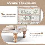 VINGLI Washed White Dresser with Charging Station, 3 Drawer Dresser Boho Wood Chest of Drawers, Wooden Dressers with Drawers and Solid Wood Legs VINGLI