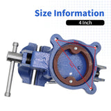 Nakkaa 4" Bench Vise Ductile Cast Iron Bench Vise with 360° Flexible Swivel Locking Base Heavy Duty Home Work 4 Inch Bench Vice Nakkaa