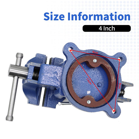 Nakkaa 4" Bench Vise Ductile Cast Iron Bench Vise with 360° Flexible Swivel Locking Base Heavy Duty Home Work 4 Inch Bench Vice Nakkaa