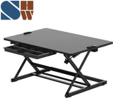 SHW 32-Inch Height Adjustable Standing Desk Converter Riser Workstation, Black SHW