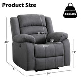 EBELLO Classic Power Recliner Chair, Oversized Electric Reclining Chair with Overstuffed Cushion and Back, Soft Fabric Adults Single Recliner Sofa for Living Room, Set of 2 Grey EBELLO