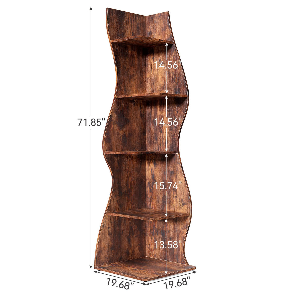 LITTLE TREE Small Corner Shelf, Modern 5-Tier Wall Corner Bookshelf, Stylish Bookcase Storage Rack for Small Space, Living Room, Bedroom LITTLE TREE