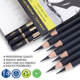 MARKART Professional Charcoal Pencils Drawing Set - 10 Pieces Soft Medium and Hard Charcoal Pencils for Drawing, Sketching, Shading MARKART