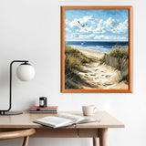 Lxmsja Sandy Beach Paint by Numbers Kit for Adults, Coastal Scene Acrylic Paint by Numbers for Adults Beginner, DIY Craft Supplies Oil Painting Kits for Home Wall Decor 16x20 inch (No Frame) Lxmsja