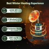 Portable Heater for Camping Outdoor Space Propane Heater 6200BTU Power with Control Valve Patio Heater Cordless 1lb Small Propane Gas Tank Holder Tent Garage Fishing stove buddy Hotdevil