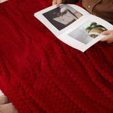 Red Throw Blanket 50"×60" inches Gifts for Mom Fuzzy 3D Jacquard Decorative Flannel Fleece Super Soft Plush Cozy Blanket for Couch Sofa Chair Lightweight Puncuntex