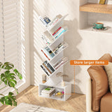 SHEEPAM 9 Tier Tree Bookshelf,Christmas Green Bookcase for Narrow Space, Storage Organizer Floor Standing Bookshelves for Books, Tall Book Case for Home Office, Living Room, Bedroom SHEEPAM