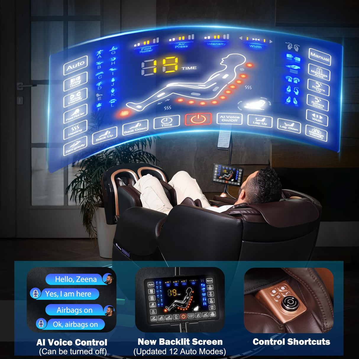 KoziSense 2025 Massage Chair Full Body, Zero Gravity SL-Track Shiatsu Massage Recliner Chair with Heat, AI Control, Body Scan and Calfrest Extension KoziSense