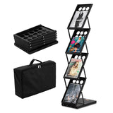 VEVOR Foldable Magazine Display Rack, 4-Tier Brochure Literature Display Stand, Portable Catalog Brochure Holder Stand with Carrying Bag for Office Trade Show Exhibitions, 4 Pockets VEVOR