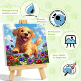 Dog Paint by Numbers Kit for Kids with Frame - Cute Dog Paint by Number for Kids, Kid Painting by Number Kits Age 8-12 for Home Wall Decor 8X8inch (with Wooden Easel) ajepon